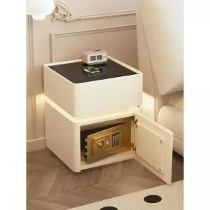 스마트 협탁 침실 금고형 침대 개인금고 잠금 장비 서랍장 베이지화이트 3색조명+무선충전