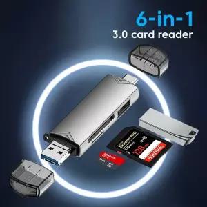 CF카드리더기 6 In 1 Usb 30 카드 리더기 U 디스크 C마이크로 UsbTfSd 플래시 드 메모리 어댑터 전화