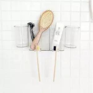 [SBD] 무타공 후크 흡착 양치컵 투명 욕실 선반