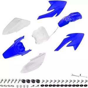 CRF70 125cc 피트 바이크 화이트 블루용 볼트가 포함된 PRO BAT 7 PC 플라스틱 펜더 컴플리트 키트