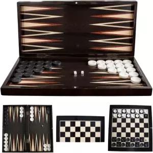 파크앤오즈 프리미엄 터키식 백가몬과 체커 광택 마감 럭셔리 주사위 여행 친화적이고