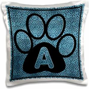 3dRose pc_25908_1 편지 A 블루 치타 프린트 고양이 발톱 베개 케이스 16 x