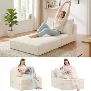 오버사이즈 접이식 소파 침대 베개가 있는 컨버터블 의자 코듀로이 바닥 이불 침실 거실용 편안한 라운지
