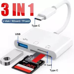 CF카드리더기 3 in 1 리더 TF CF SD 메모리 카드 Sim 어댑터 USB C TypeC OTG 변환기 MacBook 노트북 삼성