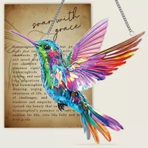 스토리 카드가 있는 벌새 크리스마스 장식 - 여성 새 애호가를 위한 선물 트리를 야외 또는 창문에 매달린