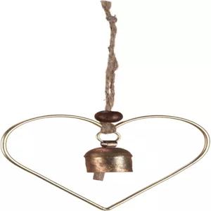 소박한 하트 벨 윈드 차임 골드 브론즈 메탈 5 x 인치 프레임 1.5 정원용 실내 야외 장식용 걸이 장식품