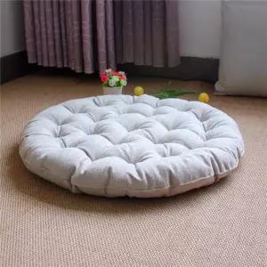 바닥 쿠션 둥근 린넨 이불 베개 일본식 터프트 명상 요가 소파 발코니용 창문 패드 사이즈 65x65cm