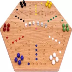 AmishToyBox.com 와후 나무 대리석 게임 보드 세트 - 대형 24인치 너비 단단한 오크 양면 22mm 및 주사위