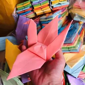 50PCS 미리 제작된 종이접기 종이학 25CM/10인치 접이식 대형 수제 1000대 일본 학 DIY 이동식 줄 화환