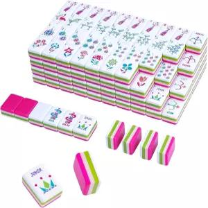 160 아크릴 4겹 각인 미국 마작 타일 세트 휴대용 가방 및 액세서리 1.26인치