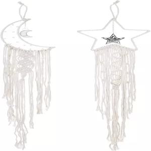 uxcell 2pcs 스타 문 드림캐쳐 핸드메이드 홈 데코 마크라임 벽걸이 펜던트 보헤미안 데코레이션 여성