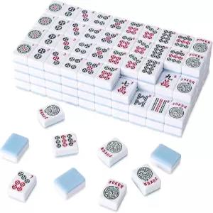 166개의 파란색 뒷면 타일이 있는 아메리칸 마작 세트 1.2인치 전용