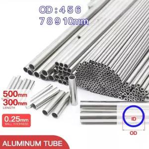 SUS파이프 알루미늄 파이프 02mm 025mm 두께 4-10mm OD 직선 300 500mm 긴 원형 6063 합금 튜브 벽