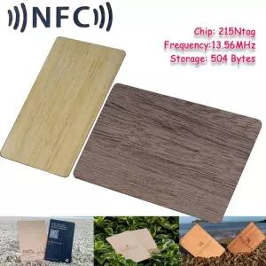 RF카드 1Pc 나무 카드 NFC 1356MHZ RFID 태그 504바이트 215Ntag 칩 회원 비접촉식 사회 인식 레이저