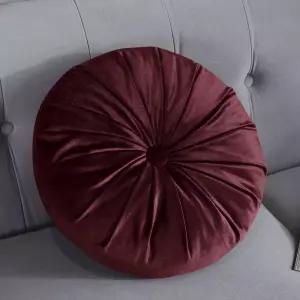 vctops 크리스마스 라운드 벨벳 솔리드 컬러 의자 쿠션 호박 주름 베개 홈 장식 바닥 지름 15인치 빨간색
