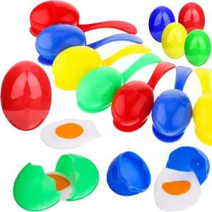 시바너 24피스 달걀과 숟가락 레이스 게임 세트 이스터 헌트 야외 잔디밭 위한 밸런스 릴레이 필드 스포츠