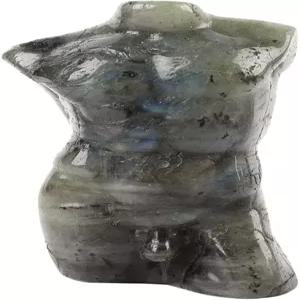 3.45 내추럴 쿼츠 카빙 남성 모델 바디 로즈 크리스탈 래브라도라이트 조각 에너지 힐링 스톤 스탠드 포켓