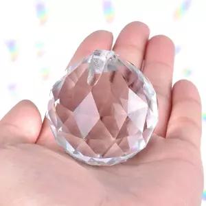 50mm 클리어 컷 크리스탈 프리즘 2개 천 가방과 체인으로 홈 데코용 레인보우 펜던트 유리 구면 시선 볼을