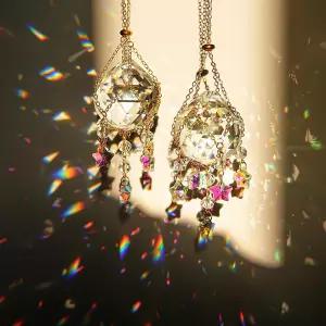 실내 창문 홈 가든 웨딩 크리스마스 장식을 위한 H D 하이알린 도라 2팩 걸이 크리스탈 볼 선캐처 40mm