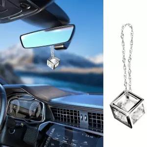 블링 다이아몬드 큐브 자동차 백미러 매력 크리스탈 럭키 선물 매달린 장식 펜던트 여성용 화이트