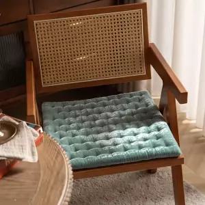 vctops 럭셔리 솔리드 컬러 의자 패드 벨벳 소프트 스퀘어 쿠션 터프트 실내 좌석 베개 다다미 파란색 18