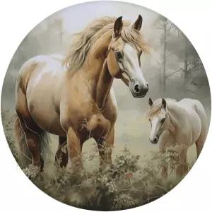 페키루트 애니멀 자수 그림 말 의자 쿠션 부드러운 원형 패드 던지기 베개 15.3인치 직경의 매우 편안한