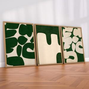 3pcs 프레임리스 캔버스 페인팅 북유럽 갈색 추상 현대 녹색 쉐이핑 포스터 및 인쇄 벽 그림 거실 홈 장식