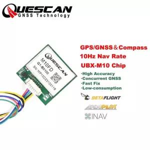 GPS수신기 QUESCAN M10FD 10Hz FPV 드론 M10 GPS GNSS 모듈나침반 비행 GLONASS Galileo BeiDou UBXNMEA 프