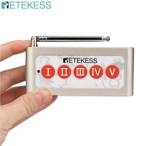 Retekess 무선 호출 벨 단추 송신기 식당 카페 바 시스템용 TD005 5 키
