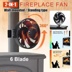 무동력팬 벽걸이 벽난로 선풍기 열 구동 스토브 통나무 우드 버너 Ecofan 저소음 가정용 분배 6 2 in 1