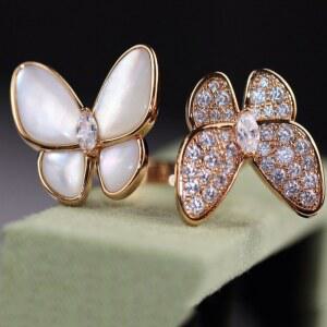 여성을위한 천연 석재 나비 반지 조정 가능한 AAA 큐빅 지르콘 패션 쇼 보석 애인 선물 Z052