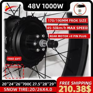 전기 팻바이크 키트 48V 1000W 4.0 타이어 브러시리스 리어 허브 모터 20/26인치 스노우용 자전거 개조