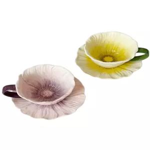 꽃모양 라떼잔 홈카페 도자기 커피잔 받침 티세트 소품