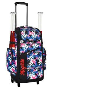 바퀴가 달린 롤링 야구 가방, 60L 백팩 소프트볼 헬멧 및 포수 장비 보관 독립 신발 수납 공간이 있는 4개의 배트, 청소년 배트 보관함 포함