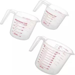 미졸리 플라스틱 계량컵 세트 3Pcs BPA 프리 투명 내열성 앵글 그립 및 스파우트 스태커블 액체 주방용