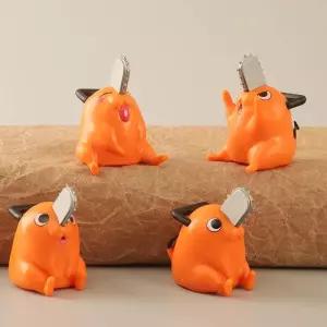 체인소맨 4개입 만화 애니메이션 도그 포치타 오렌지 강아지 빈 피규어 희귀 한정판 수집용