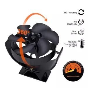 무동력팬 6 벽난로 팬 360 ° 회전 열 구동 목재 통나무 버너 겨울 온열 조용 분배