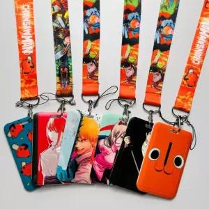 체인소맨 애니메이션 코스프레 만화 넥 스트랩 Lanyards ID 배지 카드 홀더 키 체인 핸드폰