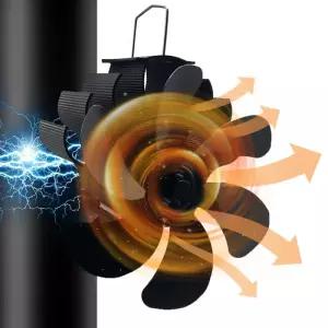 무동력팬 자석 벽난로 선풍기 전기 스토브 6개 날 저소음 통나무 버너 연도 파이프