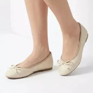 레더 리본 빅사이즈 베이직 여성 플랫슈즈