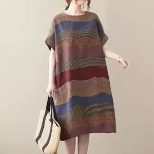 여름 치마 면 혼방 빅사이즈 물결 나그랑 루즈핏 원피스