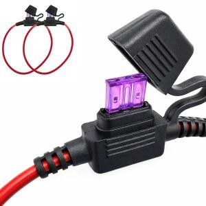 3AMP 미니 ATM 블레이드 퓨즈가 장착된 MGI 스피드웨어 18AWG 인라인 퓨즈 홀더 하네스(2팩)