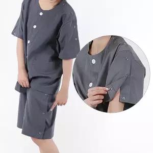 기능성 환자복 - 회색 스냅단추 1번 (앞단추/뒷지퍼/어깨똑딱이) 치매복 치료복 치매우주복 병원복잠옷