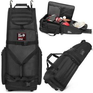 선포모닝 대형 롤링 야구 포수 기어백, 소프트볼 백, 티볼 단열 포켓 슈즈 수납공간이 있는 배트 4개, 장비 더플백