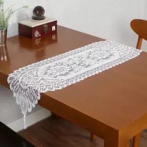 고퀄리티   러너 114x33cm 테이블러너 화이트 프렌치 레이스 테이블