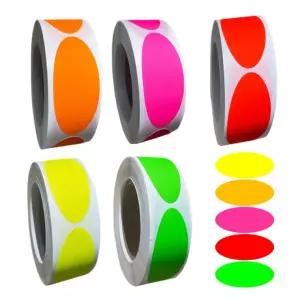 5종 컬러 형광 타원형 스티커 300pcs 꾸미기 5cm*2.5cm