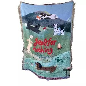 감성 퍼피 일러스트 니트 A 테트리 블랭킷 담요