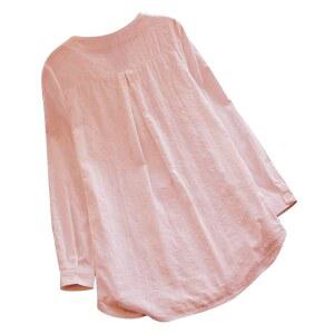 [Gabrioir] 블라우스 셔츠 여성용 반소매 상의 대형 사이즈 롱 기장 튜닉 귀여운 캐주얼 여름 긴소매 시폰 7분 소매 심플 얇은 오피스 여성