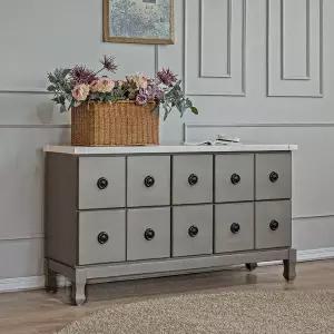 [버지니아]막탄석 10룩 2단 TV거실장 엔틱베이지 티비장