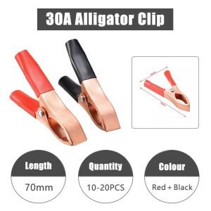 10-20pcs 30A 악어 스프링 클램프 레드 & 블랙 자동차  클립 케이블 충전기 전압  도구 액세서리